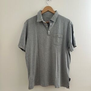 Patagonia Men's Daily Polo Shirt Blue Gray Stripe Short Sleeve Large Cotton